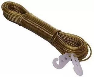 CELERITAS PVC Coated Cloth line Rope 20m With 2 Hooks Golden