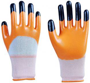 SS & WW TIGER PRINT LATEX PALM COATED HAND SAFETY GLOVES PACK OF 1 PAIR Latex  Safety Gloves