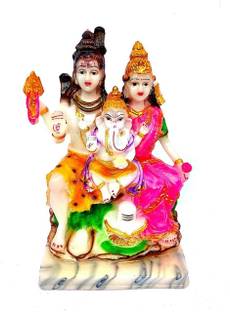 krishnagallery1 Shiv Parivar Marble Murti Marble Dust Imported Quality , Shiv Ji Murti , Laxmi Ganesh , Shivji , Shiv parvati , ( For Home Temple USe , Office Temple USe Pooja Item statue ) Decorative Showpiece  -  30 cm