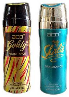 aco PERFUMES GOLDY and SHIRLIE Deodorant Body Spray 200 ML Deodorant Spray - For Men & Women (200 ml, Pack of 2) Deodorant Spray  -  For Men & Women
