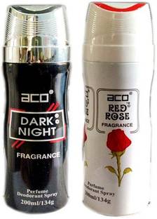 aco PERFUMES DARK NIGHT and RED ROSE Deodorant Body Spray 200 ML Deodorant Spray - For Men & Women (200 ml, Pack of 2) Deodorant Spray  -  For Men & Women