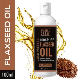 Barbers Crew Premium Cold Pressed Flaxseed Oil for Skin, Hair Regrowth_ No Parabens, Sulphate, Silicones- Hair Oil
