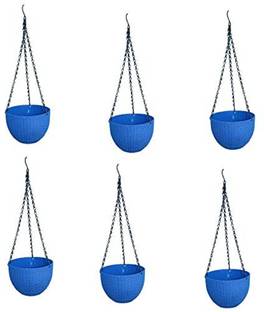 Synergy Plast Heavy Duty Plastic Hanging Flower Planter Pot Set,Plastic Gamla,t Hanging Flower Planter Pot Set Of 6 Plant Container Set