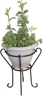 BEST INDIA FABRICATION Fancy Stand Gamla Stand for Indoor Outdoor Balcony Steel Pot Stand, Black, Height- 13 inch, Width- 8.5 inch and length- 8.5 , 1 Piece Plant Container Set