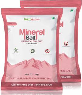 NUTROACTIVE Mineral Himalayan Pink Rock Salt Fine Grain (0.5-1 mm) 1 Kg- Pack of 2 Himalayan Pink Salt