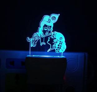 Red Robin 3D Illusion Radha Krishna Couple Night Lamp for Gift with Color Changing Led Light Night Lamp