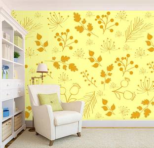 COLOR SOLUTION Vinyl Floral & Botanical Multicolor, Yellow Wallpaper