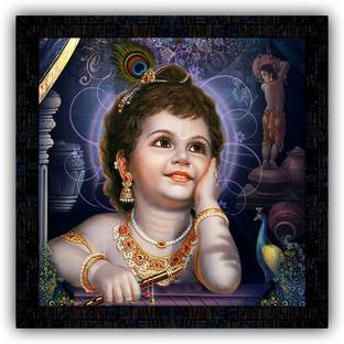 Poster N Frames Poster And Frame Bal Krishna Wall Poster Painting | Home Decoration Item Digital Reprint 14 inch x 14 inch Painting