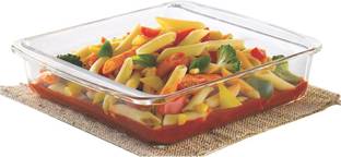 BOROSIL Glass Serving Bowl Square Dish with Handle-1.6 L