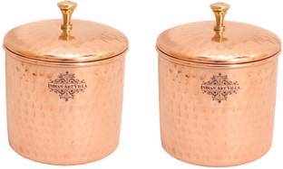 IndianArtVilla Copper Grocery Container  - 700 ml