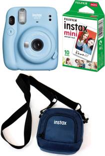 FUJIFILM Instax mini 11 Sky Blue with pouch and 10 Shot film Instant Camera