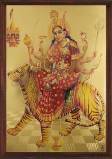 SAI BALAJI ACRALICS Durga maa photo with frame Digital Reprint 13.13 inch x 8.13 inch Painting