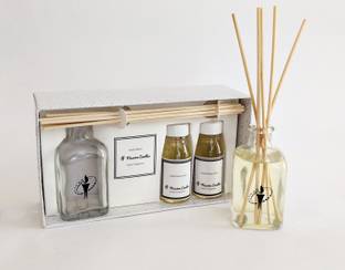Maxime Jasmine Aroma Oil, Diffuser, Diffuser Set Jasmine Scented Reed Diffuser Home Fragrances Gift Set | Reed Diffuser for Bedroom | Reed Diffuser for Living Room | Reed Diffuser for Washroom, Office, Spa | Stylish Glass Bottle With 8 Rattan Reeds | 100 ml 3.3 fl. Oz Oil