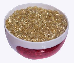 RUHAILA GOLDEN GLASS PIPES-6 MM- 1800 PCS FOR EMBROIDERY -ART AND CRAFT AND JWELLERY WORKS