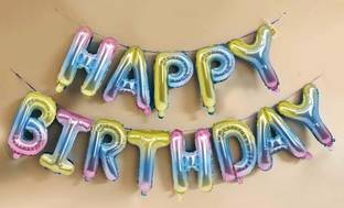 Party Hub Solid (16 Inch) Happy Birthday Letter Foil Balloon Birthday Party Supplies , Happy Birthday Balloons for Party Decoration - Multi Shaded Letter Balloon