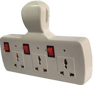 MAHI ENTERPRISE 3+3 Multi Plug Fuse Extension Board Switch with Individual Switches, LED Indicators and Spike Guard (White) Three Pin Plug