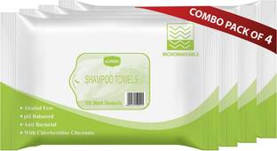 GINNI Shampoo Towel - No Water & Rinsing Required (Clean Hair in Minutes) (Pack of 4) (10 Towels Per Pack)