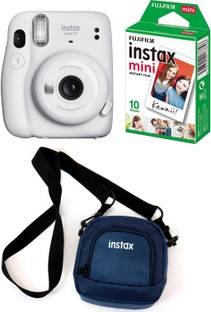 FUJIFILM Instax Mini 11 White with Pouch and 10 Shot film Instant Camera