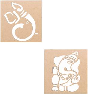 Creatick Studio Wood Ganesha Rangoli Making Stencil (Combo Pack Of 2) _ RS14 Rangoli Stencil