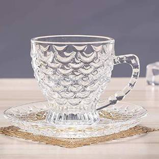 VRUTI Pack of 12 Glass CUP&SAUCER (BUBBLE) (SET OF 12=6+6)