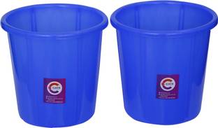 Clastik Plastic Waste Bin (Open Dust bin) 10 Litre-Blue-Set of 2 Plastic Dustbin