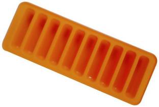 FosCadit Water Bottle Ice Cube Tray with Easy Release Push Pop Out Stick Colored Silicone for Small Mouth Sport Water Bottles, Ice Slice Tray Bottled Soda 1 Pack 10 Ice Sticks Orange Silicone Ice Cube Tray