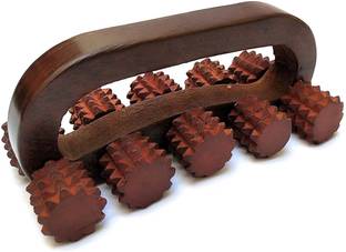 crafthub wooden acupressure back massager back pain relief massager multi purpose body massager with 10 massage roller