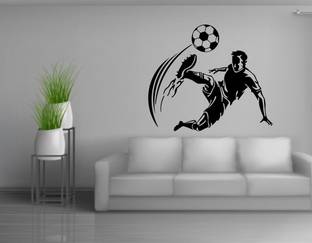 sp decals 68 cm Football Player wall decal boy playing football Wall decal Sticker (pvc vinyl , black ) Self Adhesive Sticker