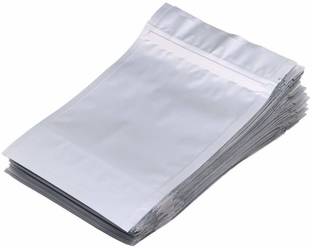 Modi Household One Side Silver, Standy Storage Pouch (7x10 Inch) (Capacity: 700 Gm -1 Kg each) Polypropylene Storage Pouch