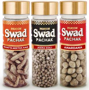 SWAD Anardana Goli, Jeera Goli, Khatta Meetha Aam Papad Mouth Freshener, 3 bottles, 400g Sour Candy