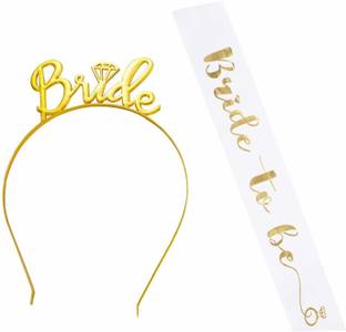 AMFIN Bride to Be Sash and Head Band Combo Set for Bachelorette Parties , Engagement , Pre Wedding Photo Shoot Props / Bride to be Decorations