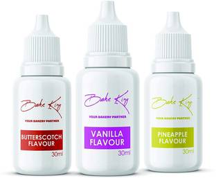 Bake King Food Essence Combo of Butterscotch, Pineapple, Vanilla Flavour (30ml Each) liquid food essence for cake Cream Roll, Muffins cupcakes, pastry, sauces, frostings, desserts Vanilla Liquid Food Essence