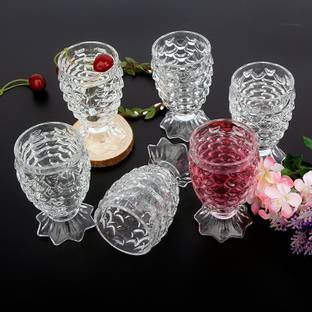 happy penguin (Pack of 6) Pineapple Shaped Juice Glass Drinking Glass Set of 6 Pcs , 190 ML Glass Set Water/Juice Glass