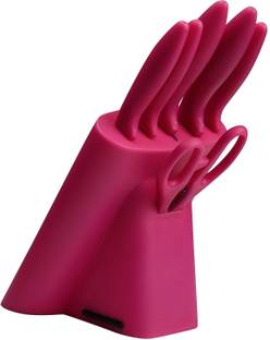 GTC 7 Pc Plastic Knife Set 7 Pieces Kitchen Knife Set- Kitchen Knives, Scissors and Plastic Stand