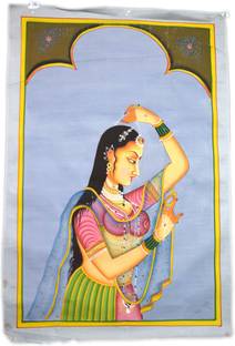 Global Art Traders Vintage Theme Beautiful Indian Women Painted Water Color Painting. Watercolor 28.2 inch x 18.9 inch Painting