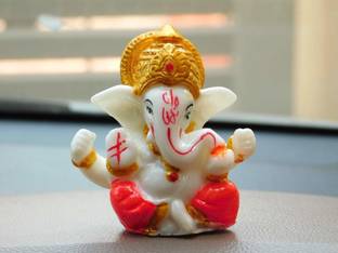 Craftam Lord Ganesha Idol Statues Showpieces for Car Dashboard Decorative Showpiece  -  6 cm