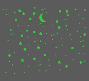 DreamKraft 25 cm Glow in The Dark Galaxy of Stars with Moon Radium Night Wall Stickers Self Adhesive Sticker
