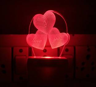 UKANI 3D Illusion LED Light Night Lights for 7 Colors Led Changing Lighting Bedroom Decoration Decorative Lighting Gifts for Boys Girls Kids Baby Friends I LOVE YOU WITH 3 HEART Night Lamp ( 5 cm, Multicolor ) Night Lamp