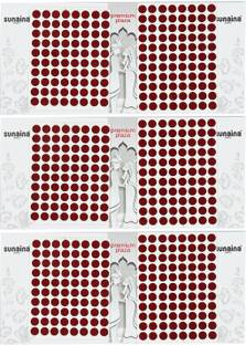 SUNAINA Premium Plaza Maroon Outline Size -2 Bindis for Women FOREHEAD Maroon Bindis