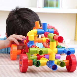 AEXONIZ TOYS Plastic 85 Piece Pipe Puzzle Shape Building Block Set for 3-8 Years Old Kids Children