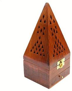 VDIX Wooden Handmade Wooden Incense Sticks Holder Wooden Pyramid Incense Box Fragrance Stand Holder Agarbatti Dhoop Wooden Incense Holder