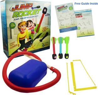Ekta Jump Rocket Stomp Launcher & 3 Foam Tipped Rockets with Whistling Sound | Flies upto 150 feet | Non- Toxic, No Battery |Outdoor Toy for Kids Age 6+ Years