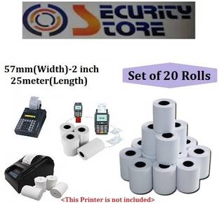 Security Store Billing Rolls Cash Register/Billing Machine Paper Rolls 57mm(Width)x25meter(Length)-2 inch, Set of 20 Rolls 57mm 70 gsm Thermal Paper