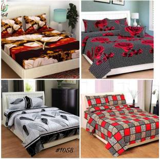 TEZZ 135 TC Polycotton Queen 3D Printed Flat Bedsheet