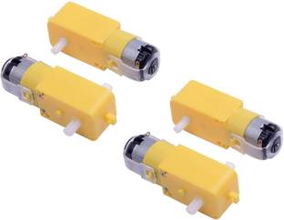 Robotronics BO Motor TT Geared Motor for Smart Car Robot Yellow Dual Shaft for Car Chassis (Pack of 4 ) Educational Electronic Hobby Kit