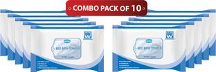 GINNI Wet Wipes for Adults, Patients & Refreshing Sponge Bath (Pack Of 10) (10 Towels Per Pack)