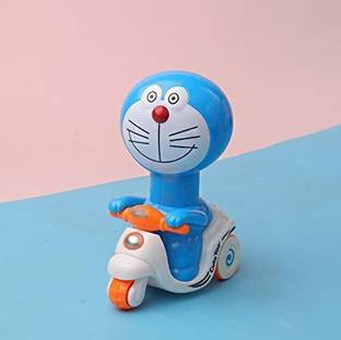 Globular Doraemon Pressure Friction Toddler Car Toy, Push And Go Doraemon Scooty Toy