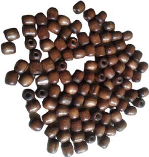 Q1 Beads 100 Pcs Natural Plain Oval Wooden Beads with Big Hole Ball for Jewellery Making & DIY Craft Findings and Multipurpose(16x17 mm,6 mm Hole,Coffee Color)