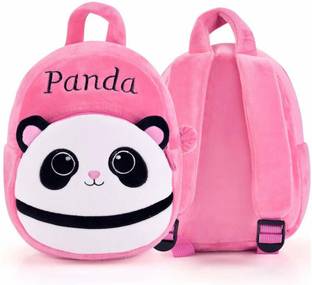 EMA Kids School Bag Pink Panda Soft Plush Cartoon Baby Boys/Girls Plush Bag 10 L बैकपैक