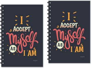 ESCAPER I accept myself As I am Motivational Quotes Diaries (Ruled - A5 Size - Pack of 2 Diaries), Inspirational Diaries A5 Diary Ruled 160 Pages